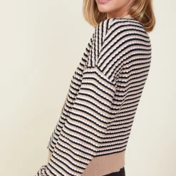 MONROW Merino Wool Cardigan DUSKWINTER/WHITEBLACKSTRIPES Shop